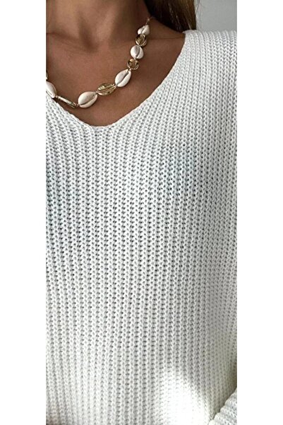 Esperar Pulover tricotat oversize pentru femei și cu guler, model Selanik