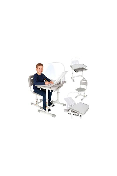 kik Children's school desk adjustable chair LED lamp USB grey