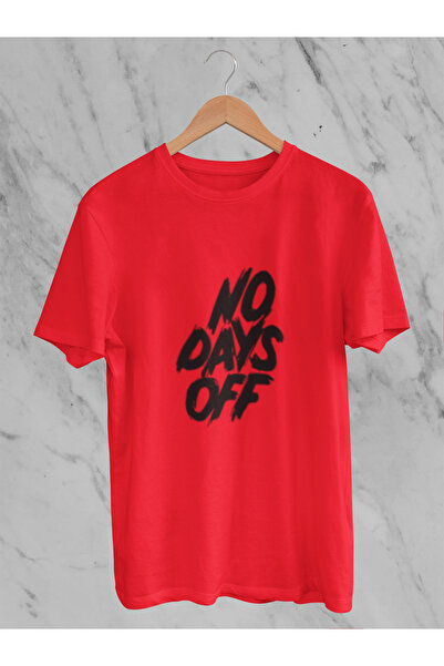 MG تيشيرت قطني مطبوع عليه NO DAYS OFF برقبة دائرية من OV قصة فضفاضة ALIP بأكم...