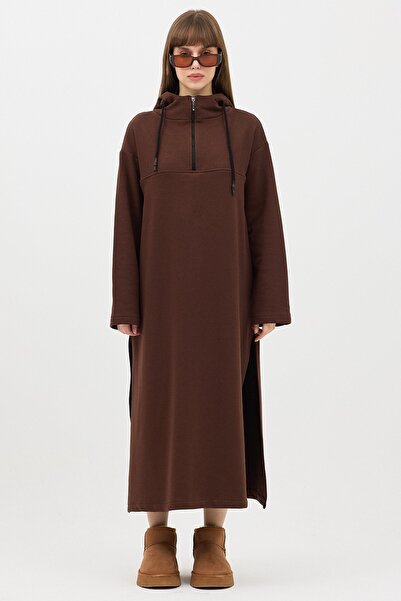 QANU Zippered Sweatshirt Brown