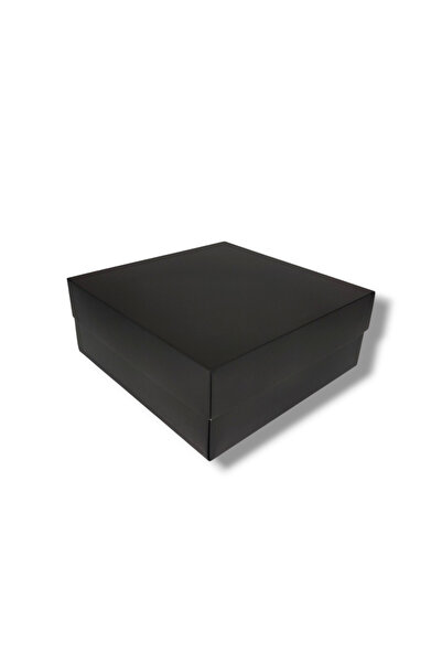 STE Siyahı Hediye Kutusu 25x25x10 cm – Beyaz Kırpıklı - Hazır Yapılı