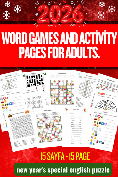 GameBulance Christmas Themed English Puzzle,Word Games and Activity Pages for Adults,Christmas Activity