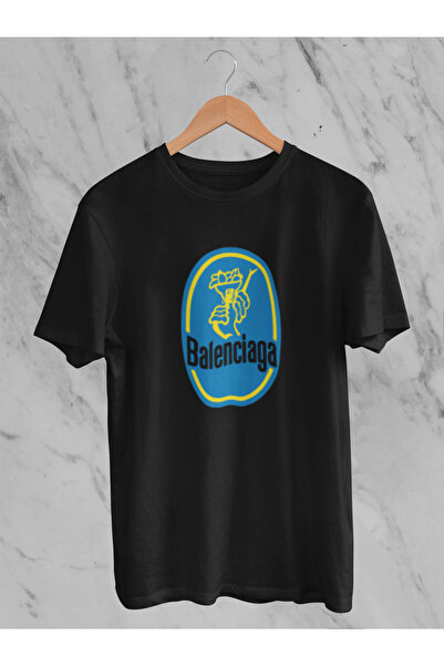 MG تيشيرت BALENCIAGA مطبوع برقبة دائرية من القطن OV قصة فضفاضة ALIP بأكمام قص...