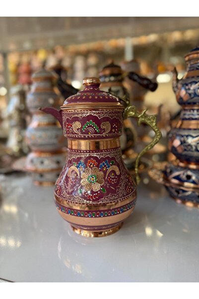 KARACA BAKIR İşlemeli Bakır Sürahi- Kapaklı Bakır Sürahi 2,2 LT