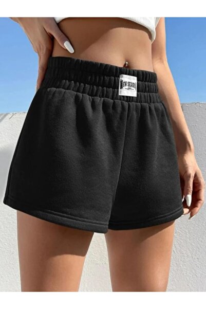 EXPECTED Women's Black Cotton Mini Shorts