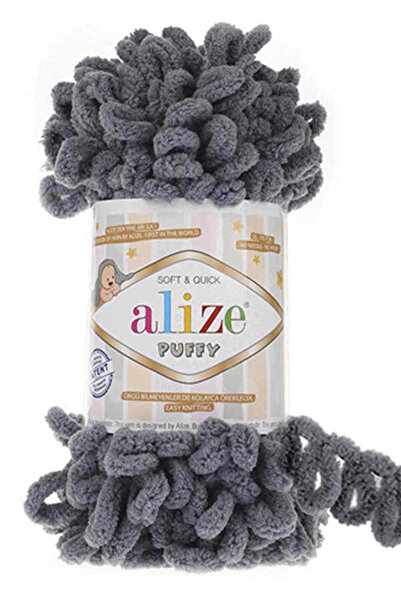 urzsmell Alize Puffy Hand Knitting Yarn 100 Gr. 9 Meters. Finger Knitting Yarn 87 Smoked