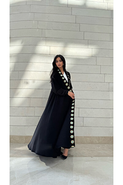 AYA MWT407 - Black abaya with gold and Tiffany embroidery