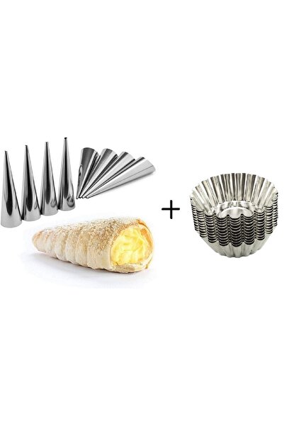 wei inox 10 cones for rolls - 11 cm + 10 baskets for savarins/tarts