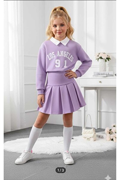 EFSACE Los Angeles Printed Children's Gray Skirt Suit 4.14 Years Old