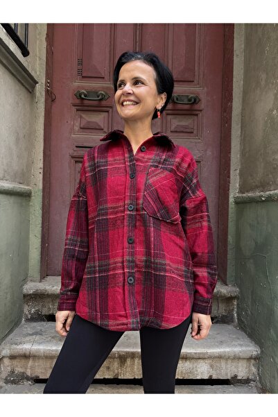 Bohoyasam Oversize Oduncu Gömlek – Boho Casual Kırmızı Yılbaşı Gömlek / Kırmı...