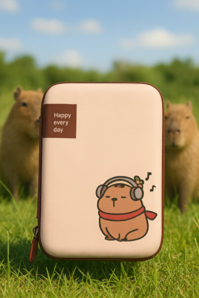 hamiyetkirtasiye Capybara Koleksiyonluk Lüks Kalem Çantası Müzik Dinliyen