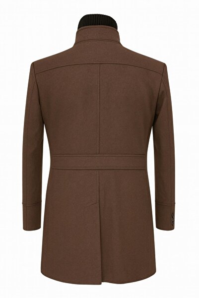 Plus Scorpion Men's Slim Fit Cashmere Coat – Detachable Ribbed Zipper Collar, S–Xxl