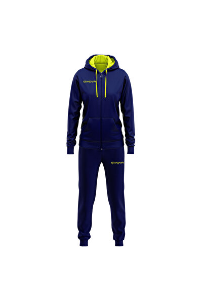 Givova Women's tracksuit, Relax Lady, Navy/Fluo yellow, M