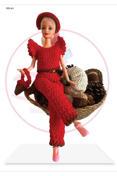 Tasarım Barbi bebek için çok şık aksesuarlı yılbaşı elbise takımı + LİMON FİG...