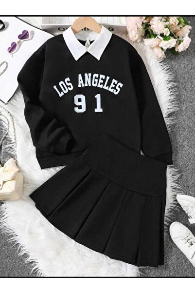 EFSACE Los Angeles Printed Children's Gray Skirt Suit 4.14 Years Old