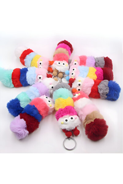 Party City سلسلة مفاتيح على شكل يرقة لطيفة |   سلسلة مفاتيح من القطيفة الناعم...