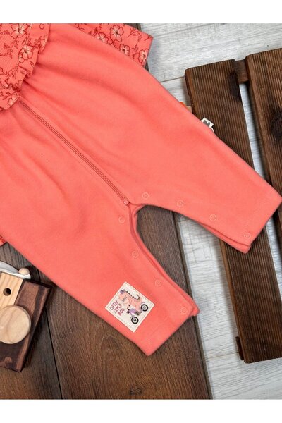 Kids Kingdom Cotton Thessaloniki Knit Soft Texture Floral Pattern Zippered Baby Girl Romper