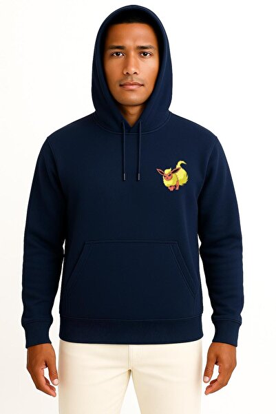 Bahriyeli Collection Hooded Flareon Pocket Printed Unisex Sweatshirt