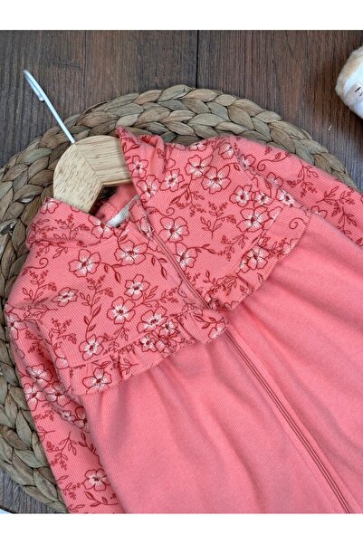 Kids Kingdom Cotton Thessaloniki Knit Soft Texture Floral Pattern Zippered Baby Girl Romper