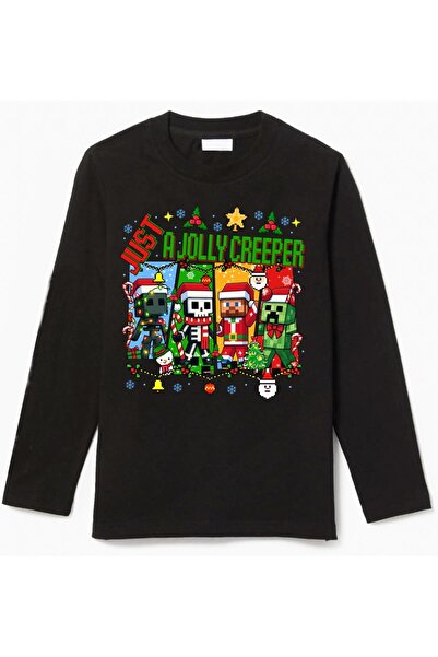 Efendioğlu Design Uzun kollu JUST A JOlly CREEPER baskılı yeni yıl yılbaşı pa...