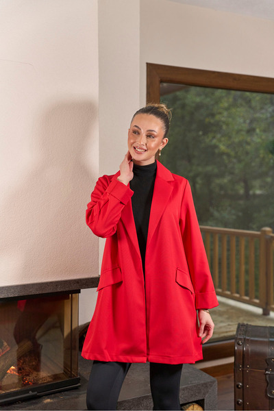 Ranasubaşı Mono Krep Oversized Jacket Red