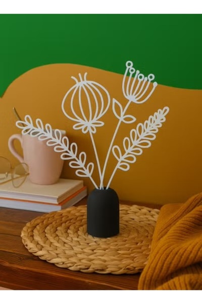 3D Brothers مزهرية صغيرة بأزهار دائمة الخضرة - زهور صناعية في مزهرية زخرفية