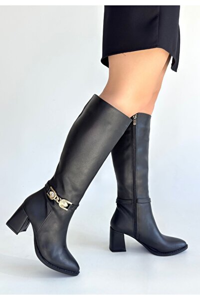 BESKAR Mooni black leather high heel boots