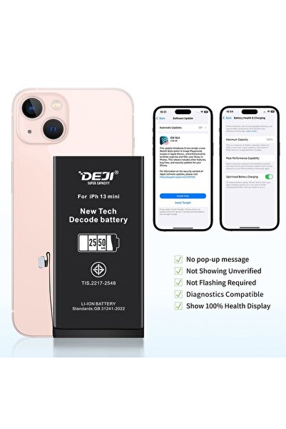 Deji Baterie Compatibila Iphone 13 Mini, Diagnostic, Capacitate Marita (2550 ...