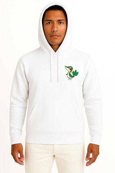 Bahriyeli Collection Hooded Snivy Pocket Printed Unisex Sweatshirt