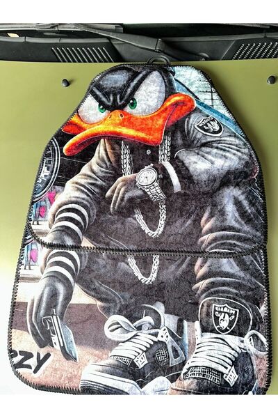 CAR Gangster Tarzlı Daffy Duck (Bad Duck) Desenli Lüks Dijital Baskı Dekor Pa...