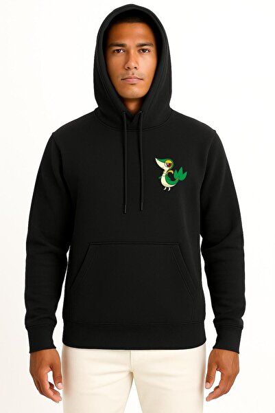Bahriyeli Collection Hooded Snivy Pocket Printed Unisex Sweatshirt