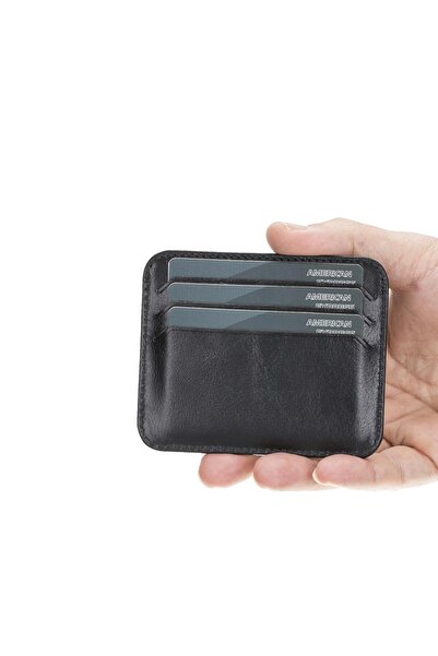 AbbasShop Pedro Slim Leather Card Holder Rst1 Black