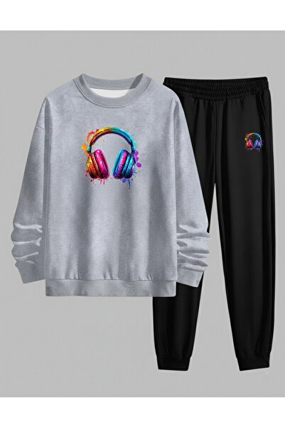 LORVEX Unisex Çocuk Swea tricou - Set de trening cu gât rotund, cu imprimeu C...