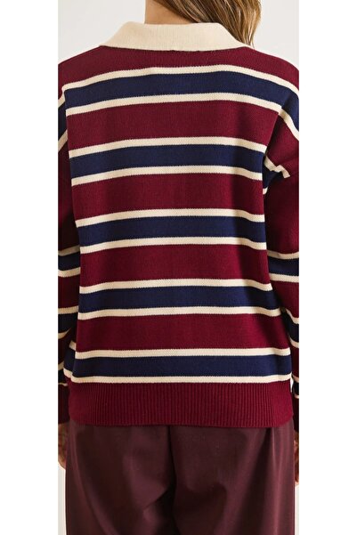Esperar Pulover damă cu dungi și guler tip polo