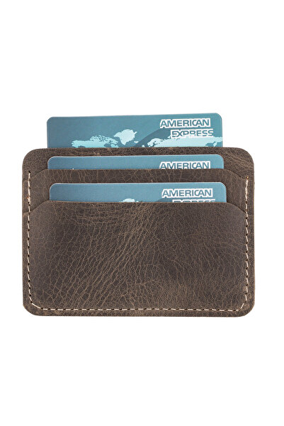 AbbasShop Genuine Leather,Handmade, Slim Credit Card Holder, Bitter Brown