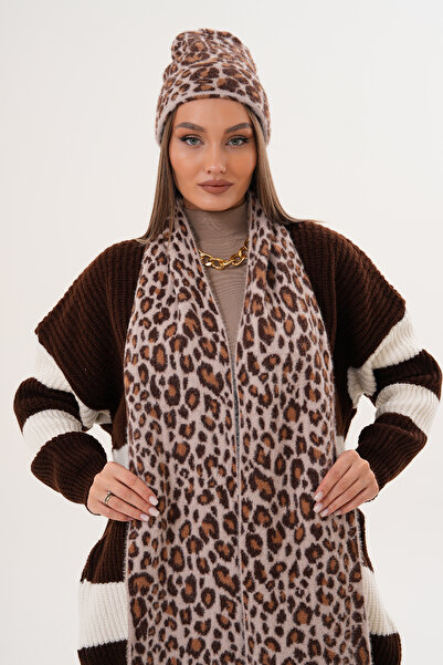 Ritagarcia Luxury Soft Textured Leopard Scarf Beanie Set | Quality Knitwear Combination