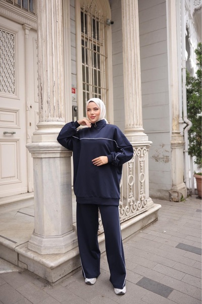 Ryzi Moda Γυναικείο Σετ Αθλητική Φόρμα Hijab με γιακά με φερμουάρ