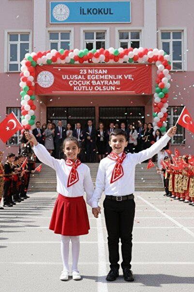 Walkenzo Children's Scarf in Tie Form with Turkish Flag Pattern