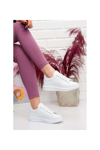 YASEMİN Women's Sneaker Queen White Casual Sports Shoes