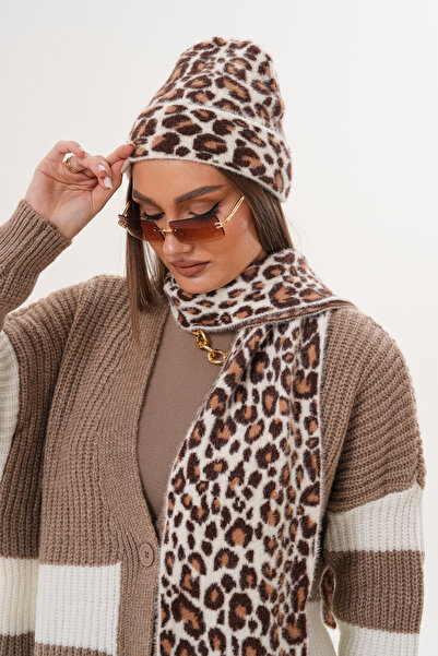 Ritagarcia Luxury Soft Textured Leopard Scarf Beanie Set | Quality Knitwear Combination
