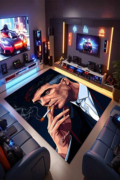 Reyhani Thomas Shelby Desenli Kaymaz Taban Makinede Yıkanabilir Gamıng Salon ...
