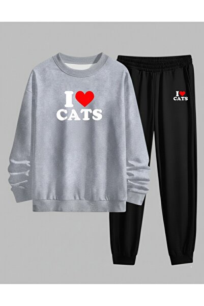 LORVEX Детска суитшърт - комплект спортен екип с велосипедна яка, надпис „I L...