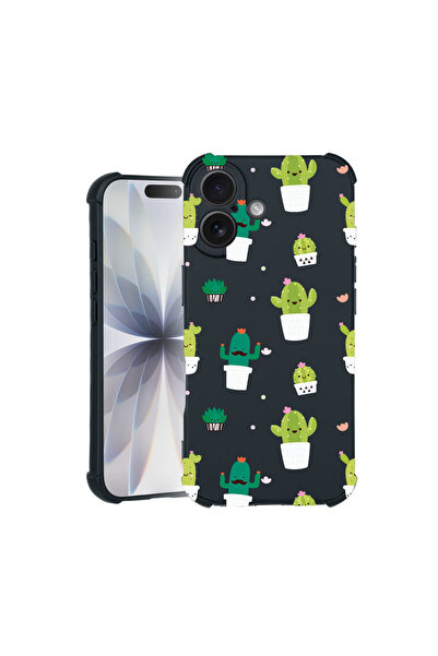 bestcase Carcasă Pro Shock pentru Apple iPhone 16 Pro, cu design Happy Cactus...