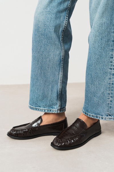 NİŞANTAŞI SHOES Aries Brown Patterned Buckle Detailed Flat Sole Loafer Women's Shoes