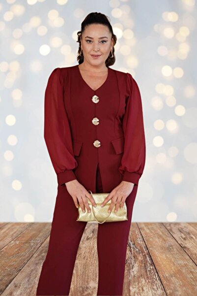 Moda Amore Plus Size Button Detailed Two-Piece Set – Stylish and Comfortable Combination (44-46-48) 029