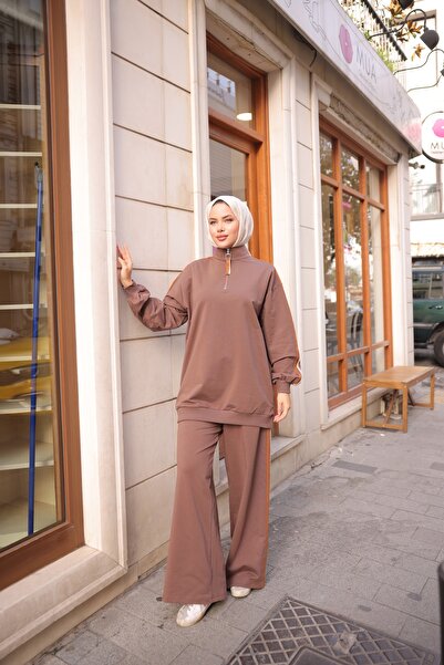 Ryzi Moda Women's Hijab Sports Tracksuit Set Zippered Collar