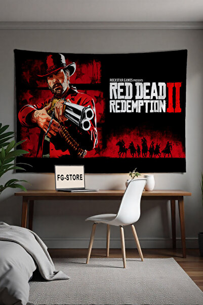 FG Store Red Dead Redemption 2 Gamer Temalı Dijital Baskılı Duvar Örtüsü Duva...