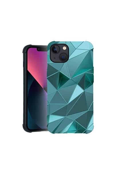 bestcase Carcasă Pro Shock pentru Apple iPhone 14, cu design mozaic verde, 31...