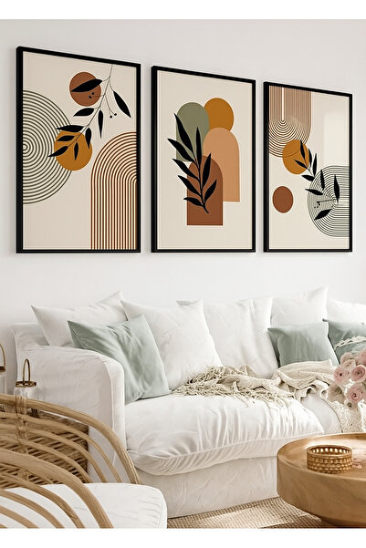 NT Handmade Laminated Framed Pvc Protected 3-Piece Abstract Patterned Decorative Uv Printing Mdf Wall Painting Set