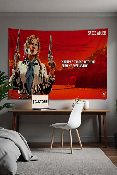 FG Store Red Dead Redemption 2 Gamer Temalı Dijital Baskılı Duvar Örtüsü Duva...